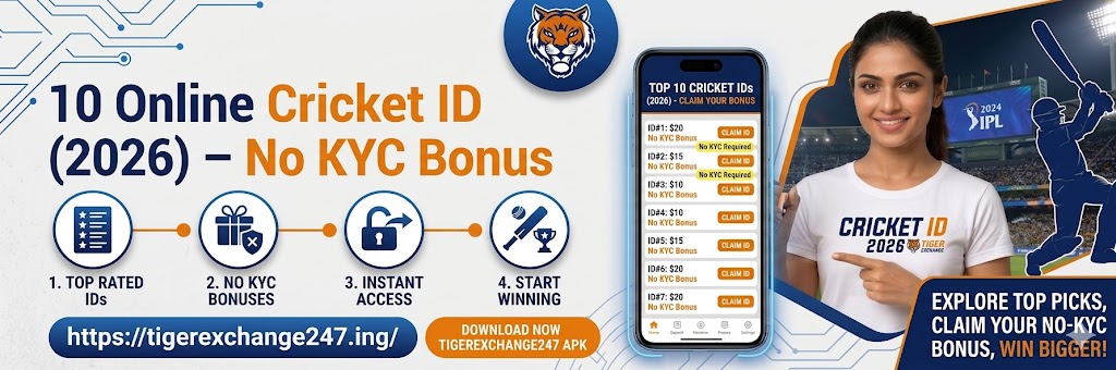 tigerexchange247_10 Online Cricket ID Betting Services (2026) – No KYC Bonus