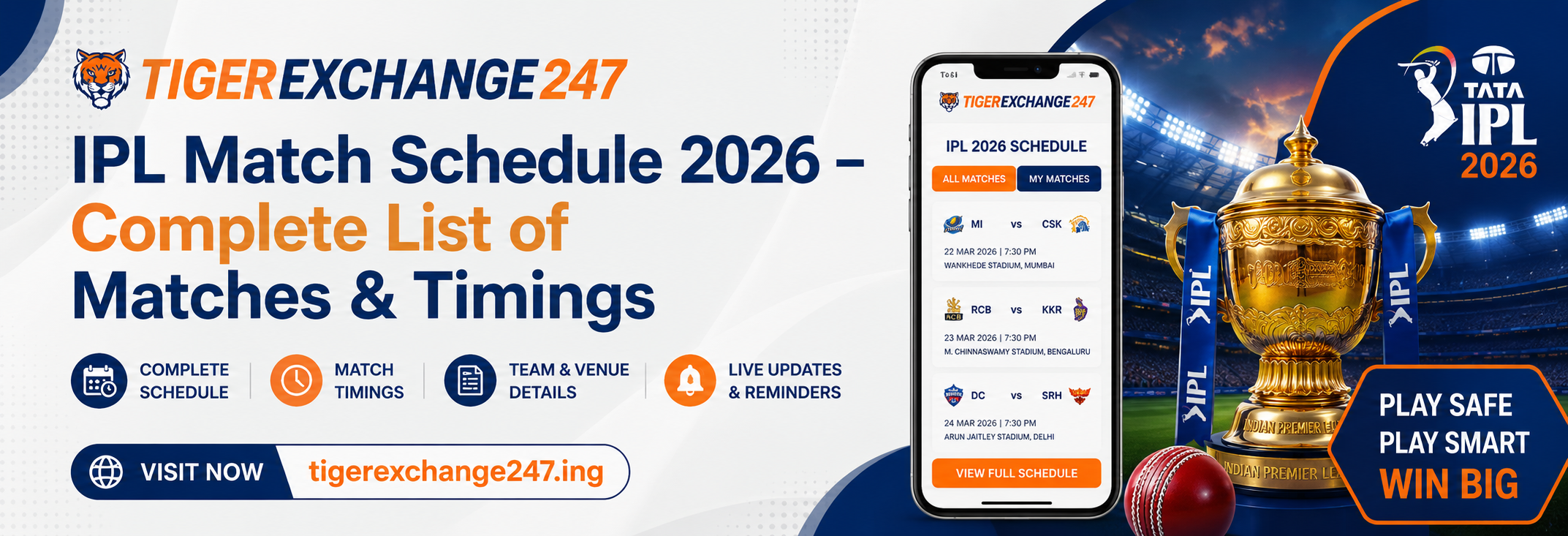 IPL Match Schedule 2026 – Complete List of Matches & Timings Tiger exch 247