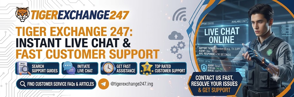 Live Chat on Tiger Exchange 247 customer support with online assistance for login, registration, and account-related help.